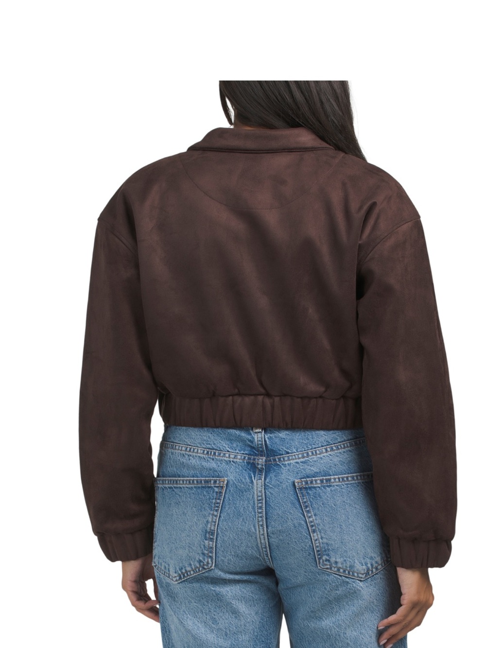 NWT House of Harlow Women's Cropped Suede Jacket - Brown